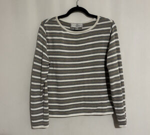 St. John Sport Sweatshirt Pullover Sweater Medium Striped Cotton Blend